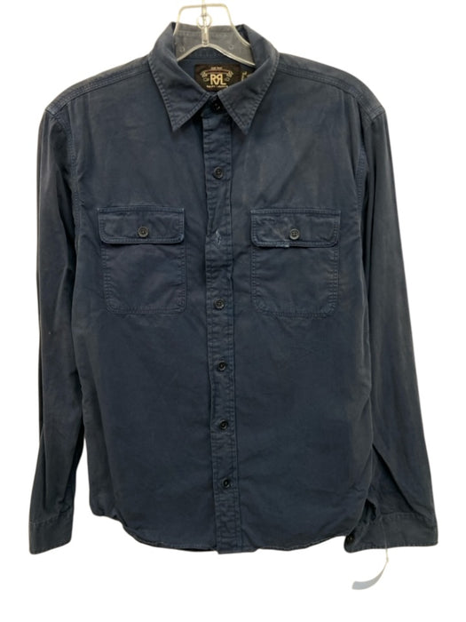 RRL Size XS Blue Cotton Solid Button Up Front Pockets Men's Long Sleeve Shirt Blue / XS