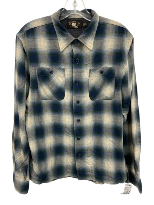 RRL Size S Green & Blue Cotton Blend Plaid Flannel Button up Long Sleeve Shirt Green & Blue / S