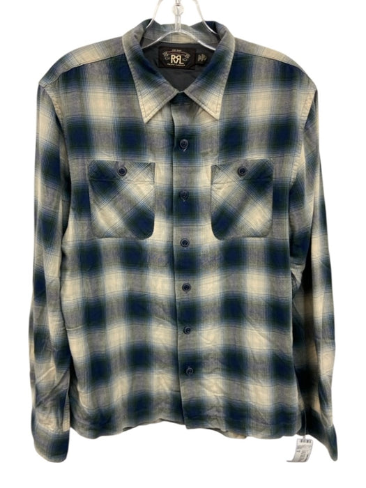 RRL Size S Green & Blue Cotton Blend Plaid Flannel Button up Long Sleeve Shirt Green & Blue / S