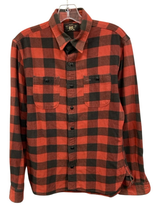 RRL Size S Red & Black Cotton Plaid Button Up Men's Long Sleeve Shirt Red & Black / S
