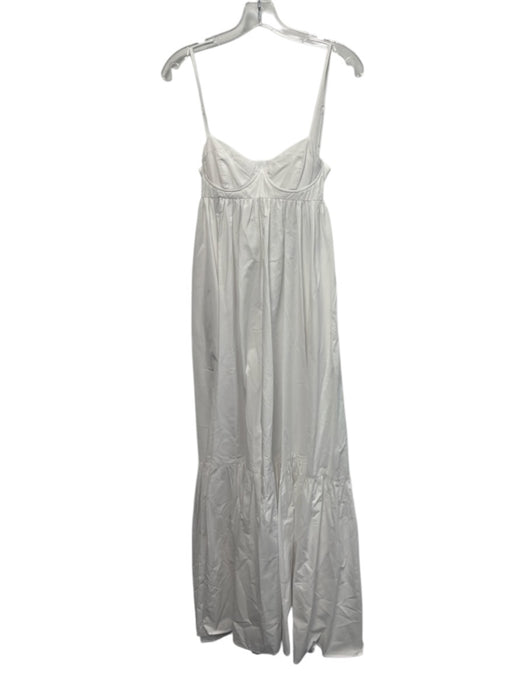 Aqua x Christopher Brock Size S White Cotton Bustier Empire Waist Maxi Dress White / S
