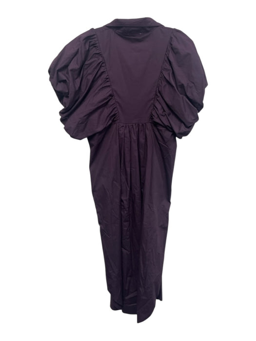 AnnieWear Size S Purple Cotton Blend shirred detail Button Down Midi Tent Dress Purple / S