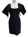 Herve Leger Size S Black Polyester Blend Ribbed Knit Square Neck Bodycon Dress Black / S