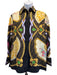 Fendace NWT Size 38 brown, gold, multi Silk zucca monogram fan print Shirt brown, gold, multi / 38