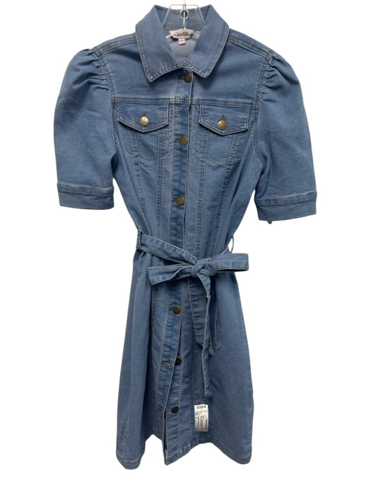 Nanette Nanette Lepore Size S Blue Tie Belt Button Front Short Sleeve Dress Blue / S
