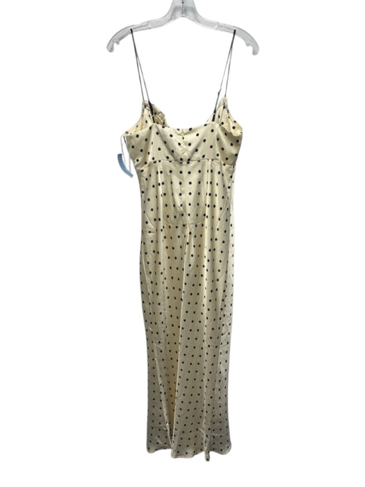 fab'rik Size M Cream & Black Polyester Polka Dots Adjustable Strap Satin Dress Cream & Black / M