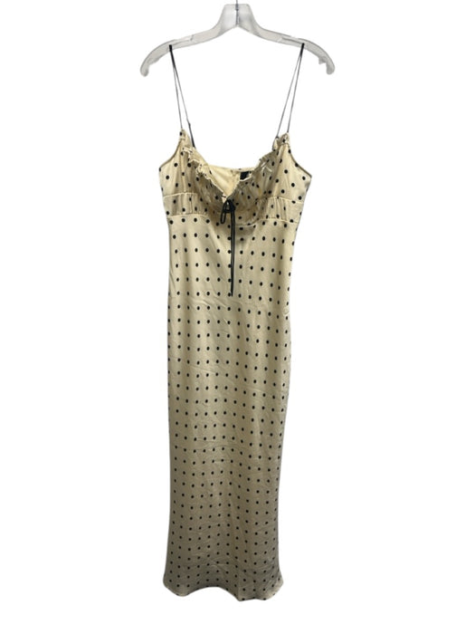 fab'rik Size M Cream & Black Polyester Polka Dots Adjustable Strap Satin Dress Cream & Black / M