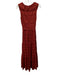 Eliza J Size 6 Deep Red Poly Blend Sleeveless Lace Tie Belt Maxi Dress Deep Red / 6