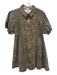 Entro Size M Brown Multi Cotton Button Front Leopard Print Puff Sleeve Dress Brown Multi / M