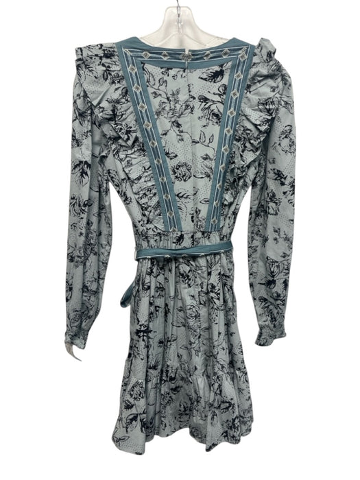 By Anthropologie Size S Blue Multi Cotton Printed Mini Long Sleeve Dress Blue Multi / S