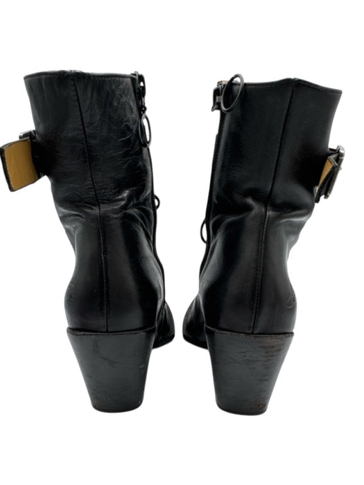 John Fluevog Shoe Size 8 Black Leather Zip Close Pointed Square Toe Boots Black / 8