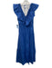Adrianna Adrianna Papell Size 8 Blue Cotton Tie Back Maxi Ruffles Dress Blue / 8