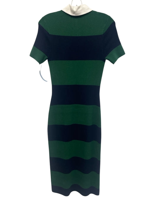 Abercrombie & Fitch Size M Green & Navy Cotton Blend Striped 1/4 Button Dress Green & Navy / M
