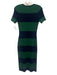 Abercrombie & Fitch Size M Green & Navy Cotton Blend Striped 1/4 Button Dress Green & Navy / M