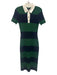 Abercrombie & Fitch Size M Green & Navy Cotton Blend Striped 1/4 Button Dress Green & Navy / M