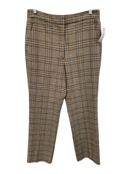 Tanya Taylor Size 6 Brown Multi Poly Blend Zip & Hook Closure Plaid Pants Brown Multi / 6