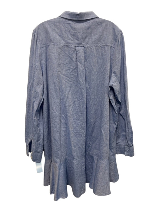 Tuckernuck Size XXL Blue Cotton Button Front Long Sleeve Heathered Dress Blue / XXL