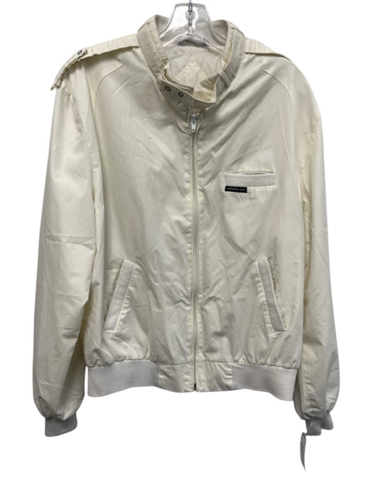 Members Only Size 44 White Synthetic Solid Athletic Zip Up Men's Jacket White / 44