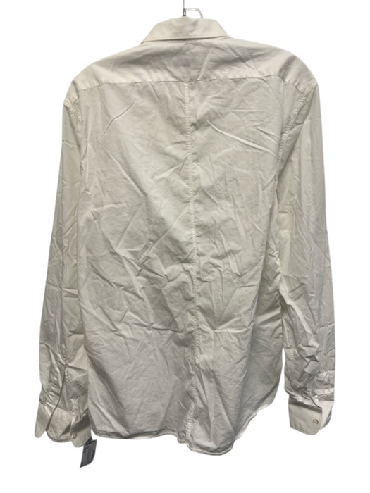 Dries Van Noten Size 54 White Cotton Solid Button Up Men's Long Sleeve Shirt White / 54