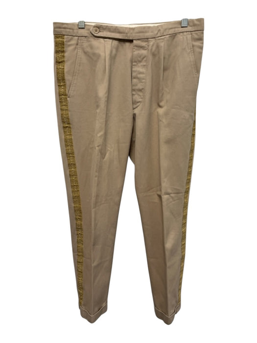 Palm Angels Size 46 Beige Cotton Blend Solid Side Stripe Khakis Men's Pants Beige / 46