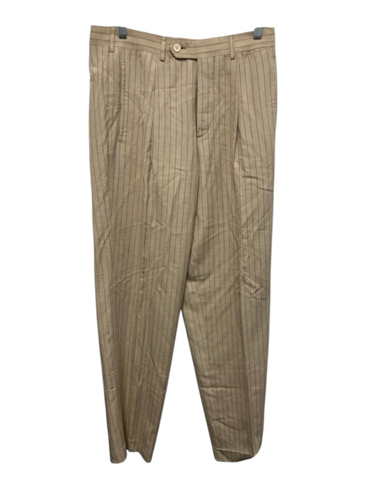 Prada Size 46 Beige Linen Striped Khaki Dress Men's Pants Beige / 46