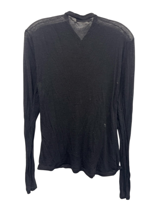 Dsquared Size M Black Wool Blend Solid Henley Men's Long Sleeve Shirt Black / M