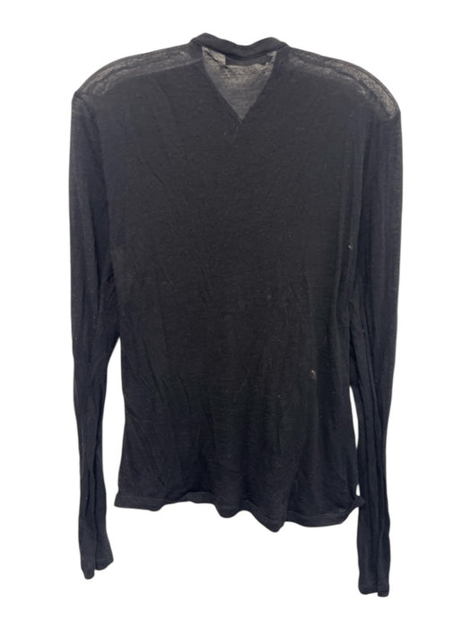 Dsquared Size M Black Wool Blend Solid Henley Men's Long Sleeve Shirt Black / M