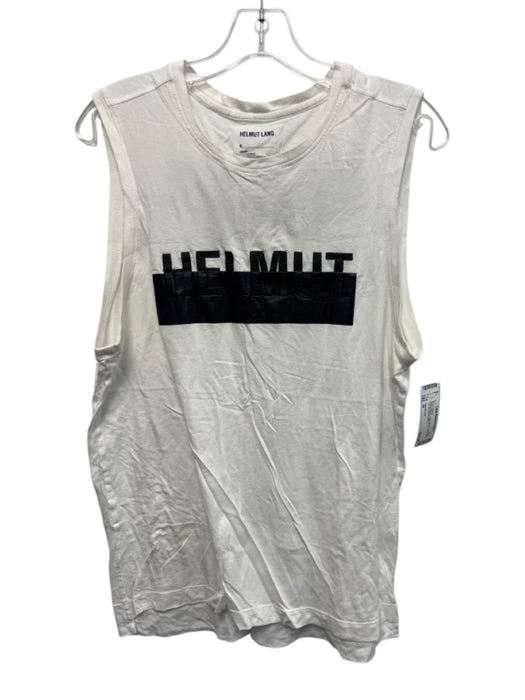 Helmut Lang Size M White & Black Cotton Blend logo Tank Top Men's Short Sleeve White & Black / M