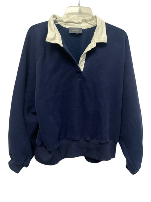 Hudson Gray Size M Navy Blue & White Polyester Blend Fleece Pull Over Sweater Navy Blue & White / M