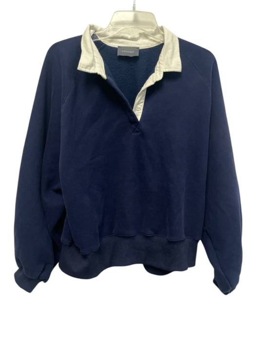 Hudson Gray Size M Navy Blue & White Polyester Blend Fleece Pull Over Sweater Navy Blue & White / M