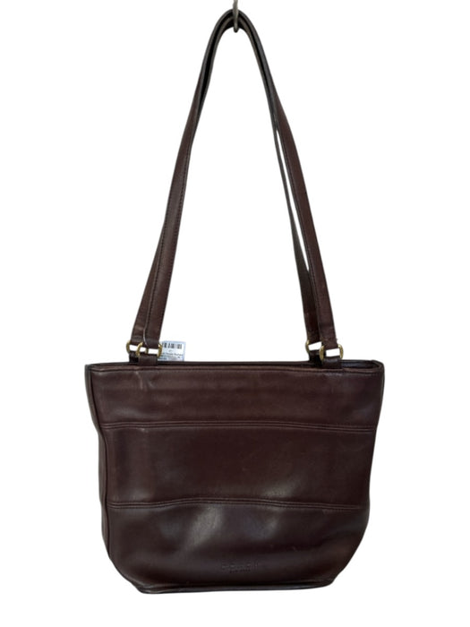 Coach Chocolate Gold Hardware Zip Close Inner Pocket shoulder straps Bag Chocolate