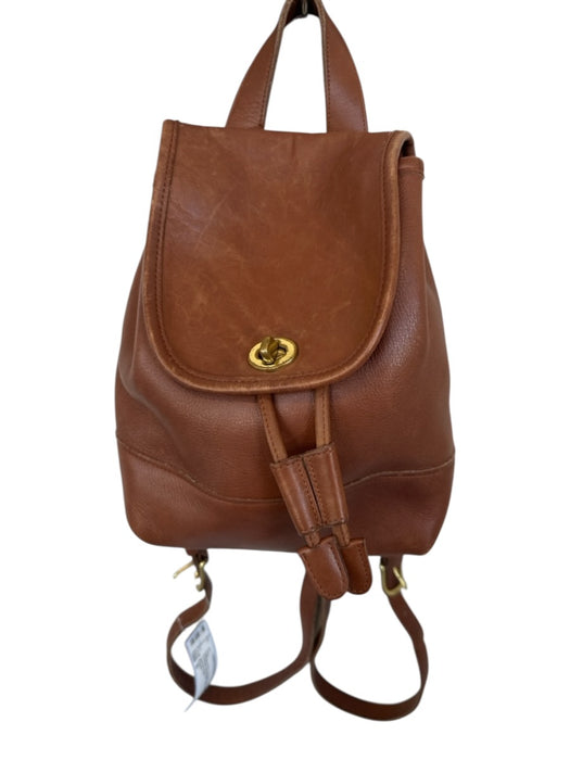 Coach Gingerbread Leather Turnlock Backpack Adjustable straps Drawstring Bag Gingerbread / S
