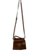Patricia Nash Tabacco Leather Twist Close Gold Hardware Adjustable Strap Bag Tabacco