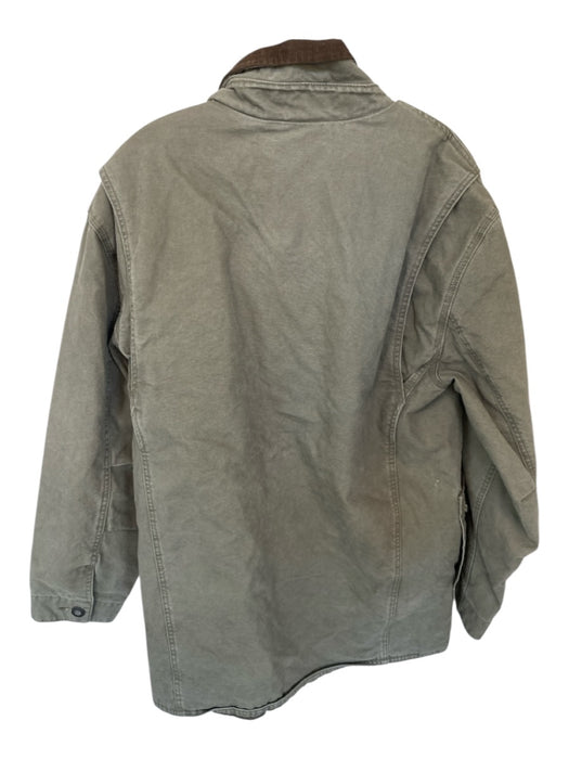 Orvis Size M Olive Green Cotton Ribbed Accent Cargo Pocket Puffed Men's Jacket Olive Green / M