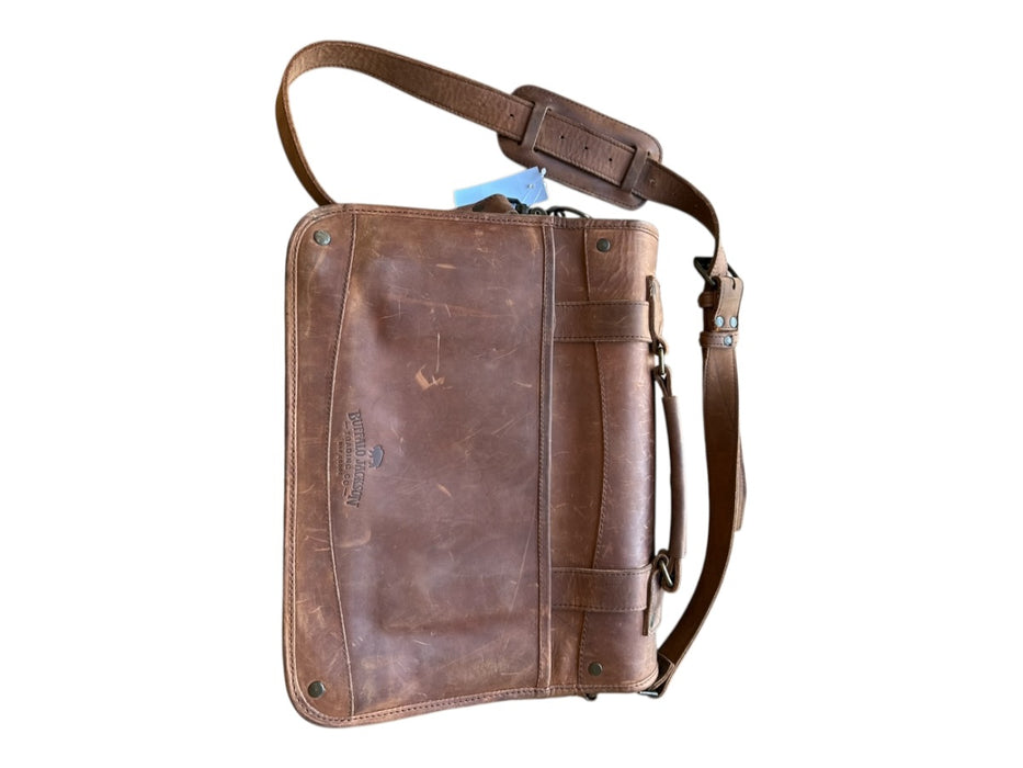 Buffalo Jackson Trading Co. Brown Leather Buckle Closure Bronze Hardware Bag Brown