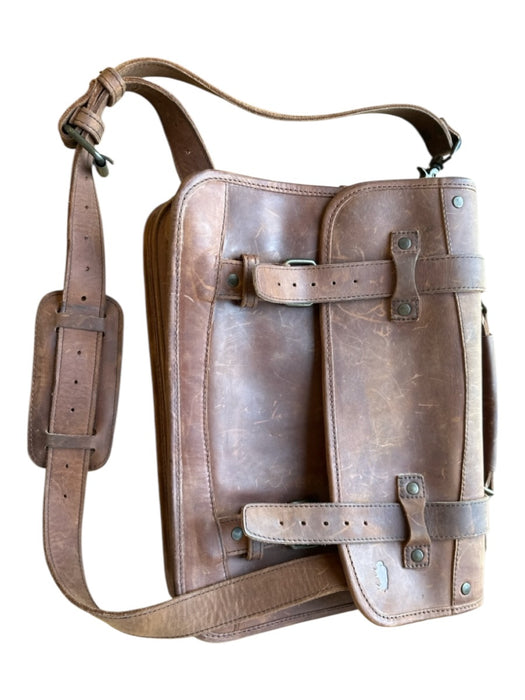 Buffalo Jackson Trading Co. Brown Leather Buckle Closure Bronze Hardware Bag Brown