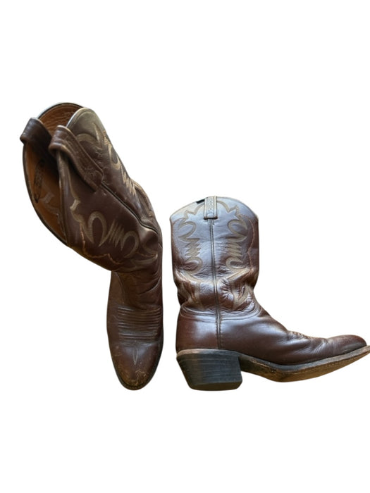 Lucchese Shoe Size 7.5 Dark Brown Leather Western Heel Mid Calf Almond Toe Boots Dark Brown / 7.5