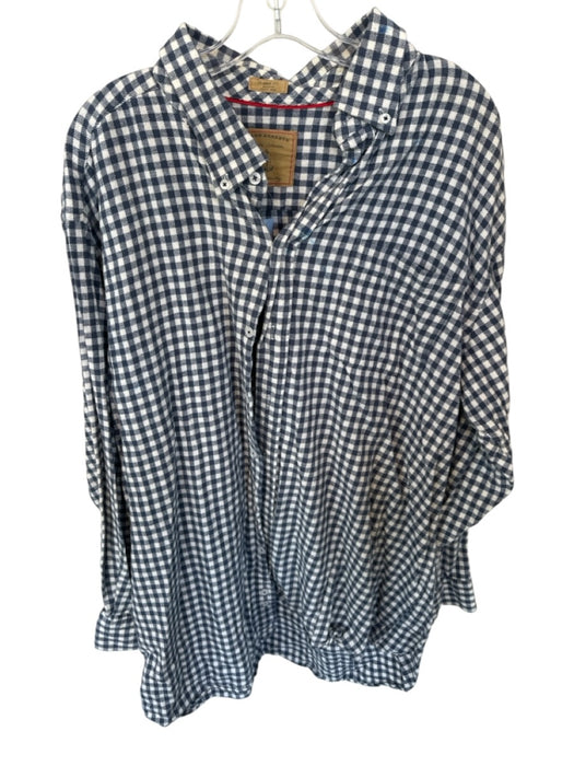 Onward Reserve Size XL Blue & White Cotton Plaid Button Down Collar Men's Shirt Blue & White / XL