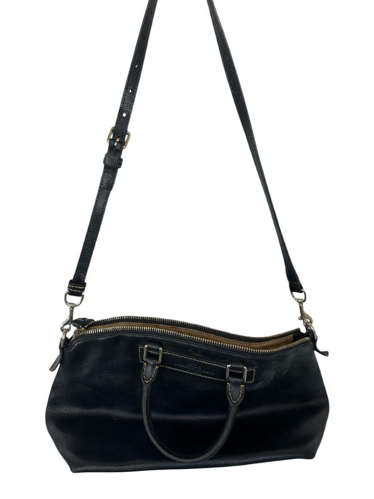 Dooney & Bourke Black Leather Top Handle Gold Hardware Inner Pockets Bag Black