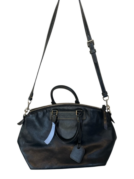Dooney & Bourke Black Leather Top Handle Gold Hardware Inner Pockets Bag Black