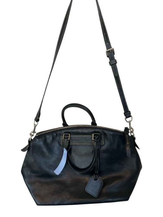 Dooney & Bourke Black Leather Top Handle Gold Hardware Inner Pockets Bag Black