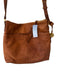 Margot Brown Leather Gold hardware Square Zip Close Cross Body Bag Brown