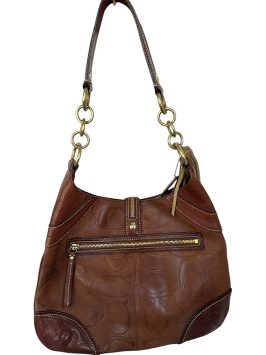 Coach Brown Leather Gold hardware Hook Clasp Tassel & Chain Shoulder Bag Bag Brown / M