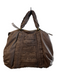 Elie Tahari Brown Leather Gathered Top Handle Zip Close Brass Hardware Bag Brown / L