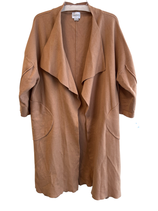 SNDYS. Size S/M Tan Viscose, Nylon & Polyester Open Front Drop Shoulder Jacket Tan / S/M