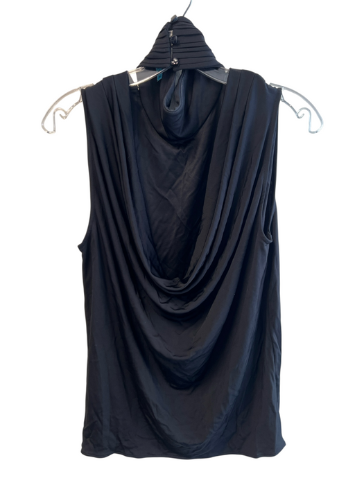 Alice & Olivia Size Est M Black Rayon Blend Sleeveless High Neck Draped back Top Black / Est M