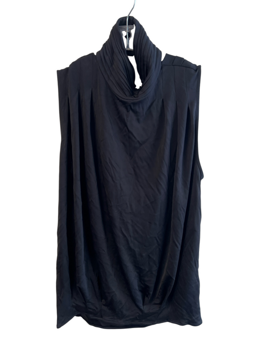 Alice & Olivia Size Est M Black Rayon Blend Sleeveless High Neck Draped back Top Black / Est M