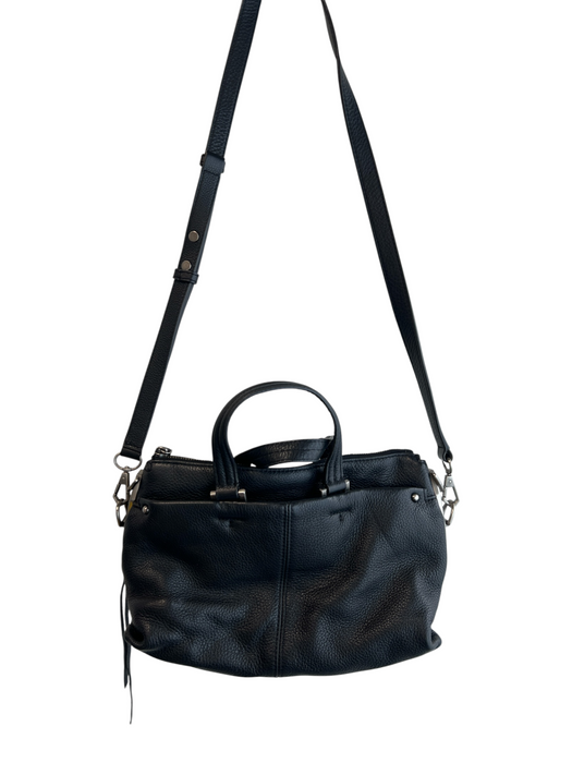 Rebecca Minkoff Black Pebbled Leather Top Handle Top Zip Interchangable Bag Black