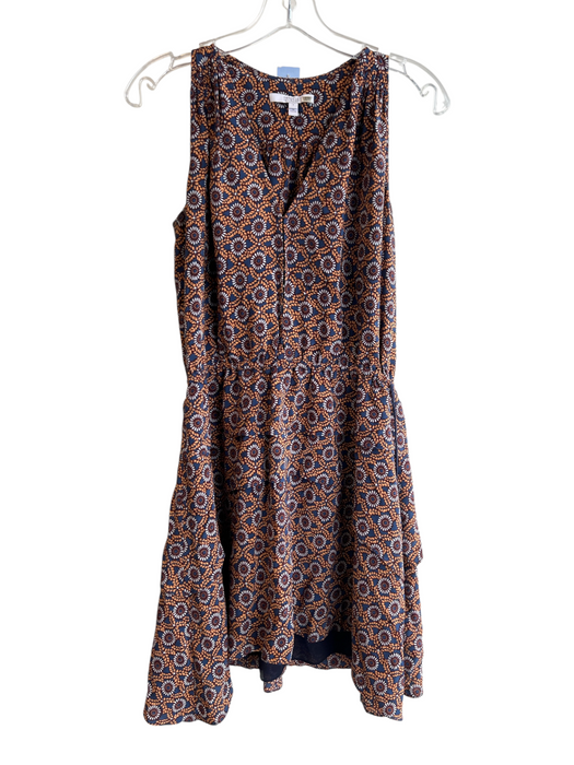 Derek Lam 10 Crosby Size 6 Multi Silk V Neck Sleeveless Abstract Tiered Dress Multi / 6