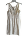 Reiss Size 8 Cream Cotton Blend Round Neck Sleeveless Back Zip Open Back Dress Cream / 8